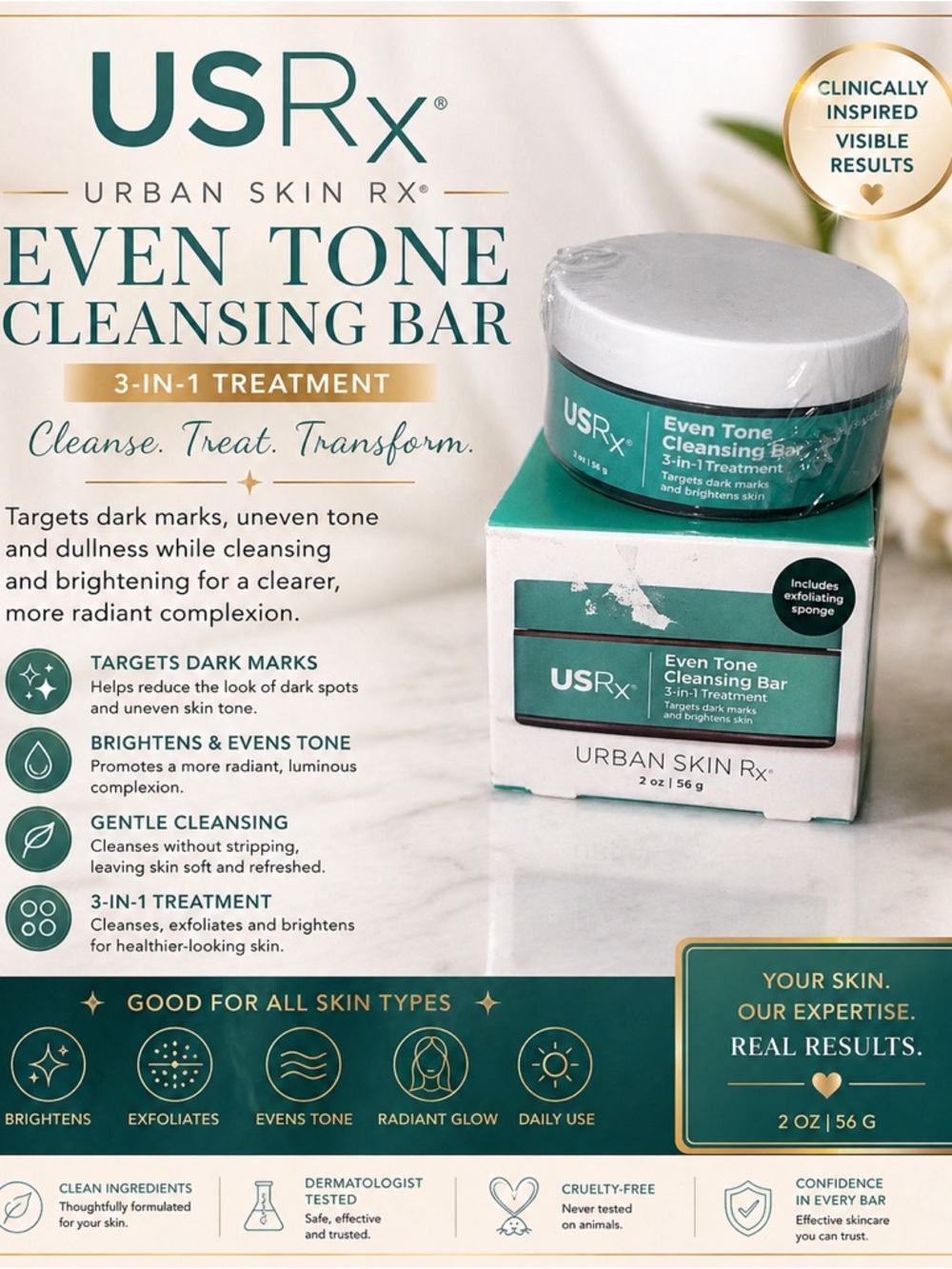 USR x Even Tone Cleansing Bar — Cream and Turquoise